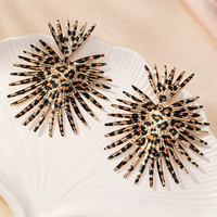 Leopard Print Burst Drop Earrings Women – Trendy 7.5cm Statement Earrings 773