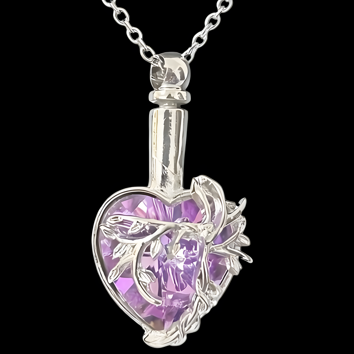 Elephant Tree Of Life Ashes Urn Necklace, Silver Plated Memorial Pendant B256
