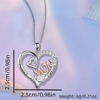 Mothers Heart Necklace Two-Tone 'I Love You Mom Forever' Pendant White Gold B174