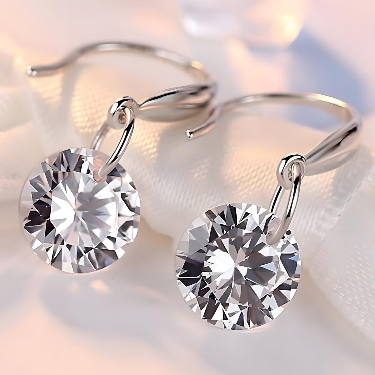Unified Jewellery Silver-Plated Round Zircon Drop Earrings for Women Elegant 923