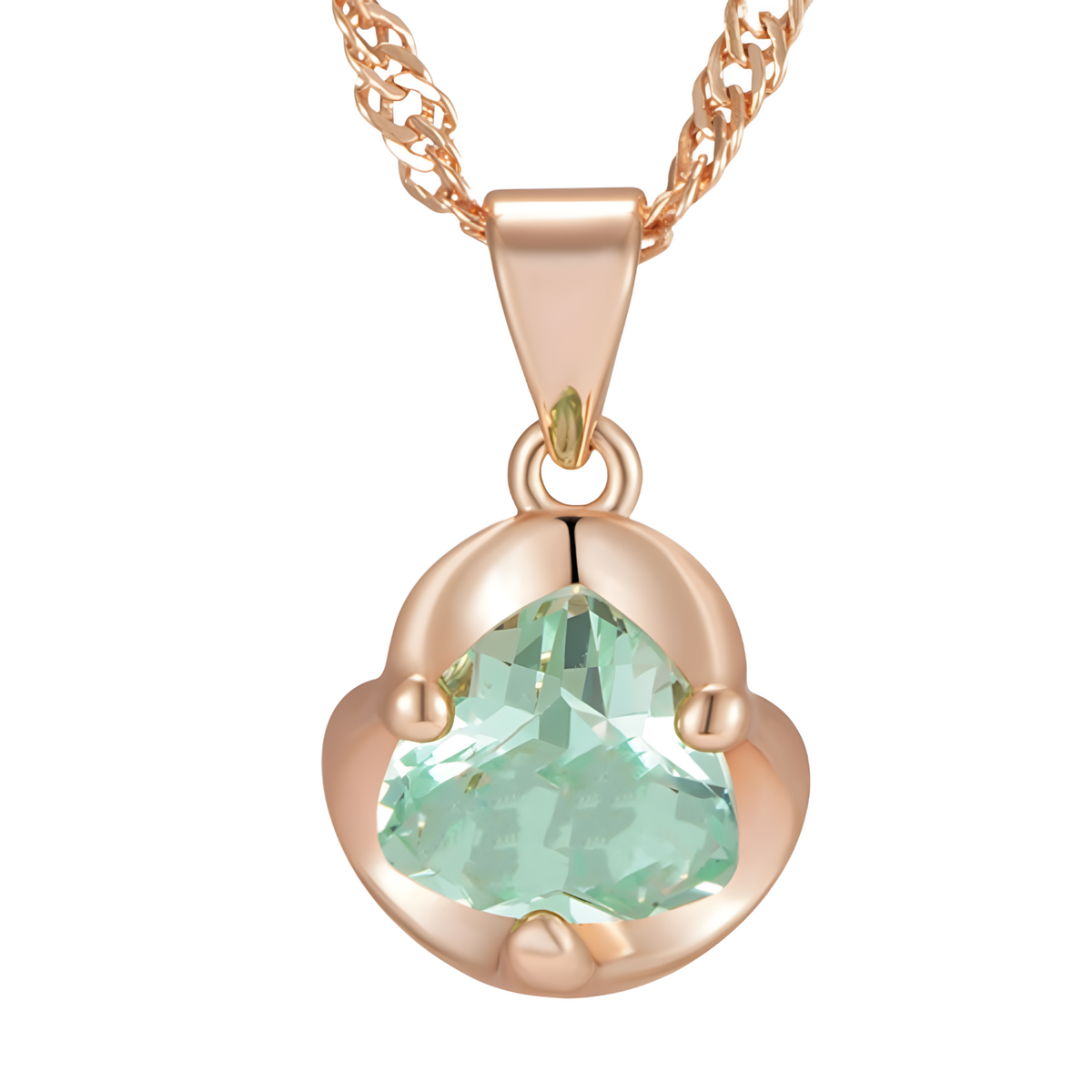 585 Rose Gold Colour Heart Pendant Necklace for Women, Copper Metal Zircon 1271