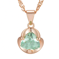 585 Rose Gold Colour Heart Pendant Necklace for Women, Copper Metal Zircon 1271