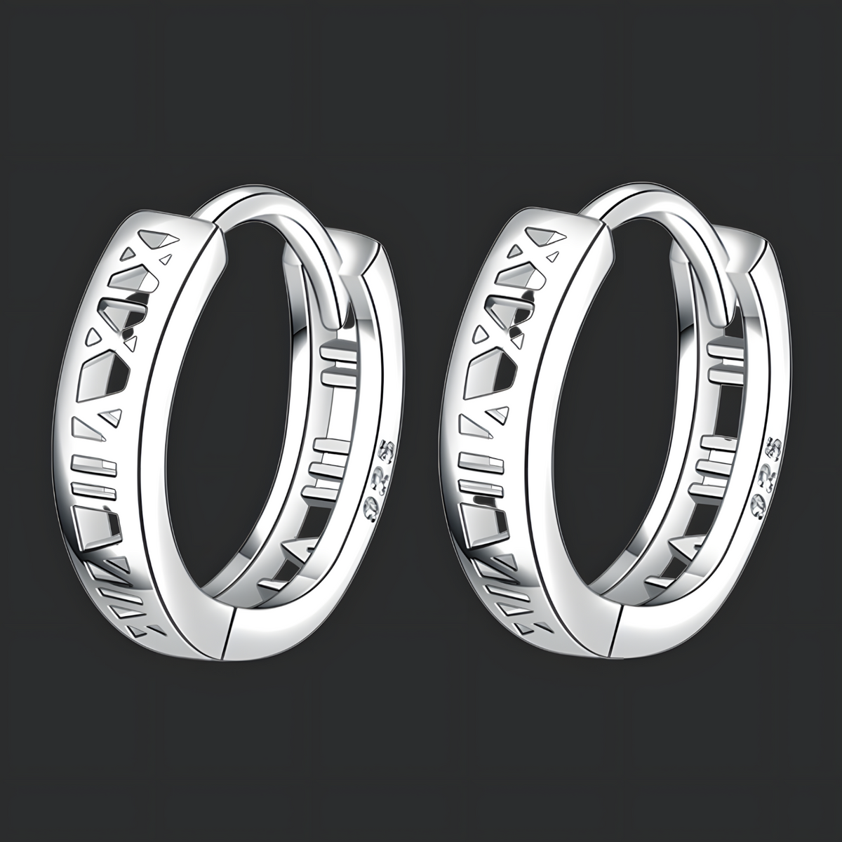 925 Silver-Plated Alloy Geometric Hoop Earrings – Trendy Round Huggie Style 936