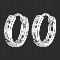 925 Silver-Plated Alloy Geometric Hoop Earrings – Trendy Round Huggie Style 936