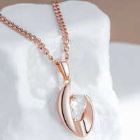Rose Gold Colour Pendant Necklace for Women, Copper Alloy with Zircon Stone 1281