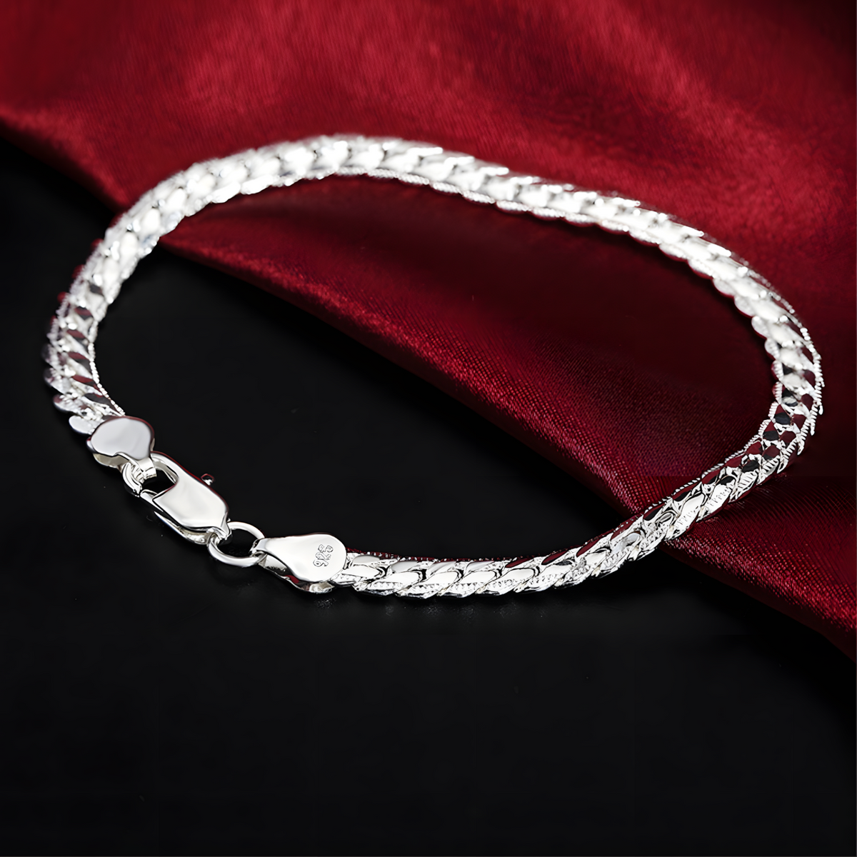 925 Silver-Plated Bracelet – Cuban Link Chain S925 Lobster Lock, Polished 850