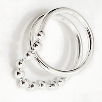 Sterling Silver Adjustable Fidget Ring for Women & Girls Anxiety Relief Bead 486