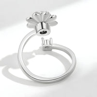 925 Sterling Silver Flower Spinner Ring - Adjustable Anxiety Ring Rotatable 394