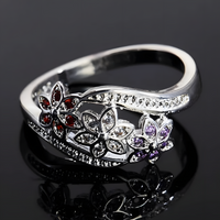 Unified Jewellery Premium Multicolour Crystal Floral Adjustable Ring 1840