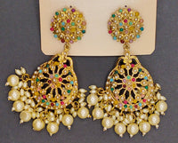 Elegant Bollywood Inspired Gold Kundan Earrings - Traditional Indian Jewelry 240