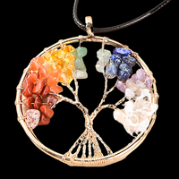 Chakra Tree Of Life Crystal Pendant Necklace Rainbow Gemstone 7 Chakra 1074