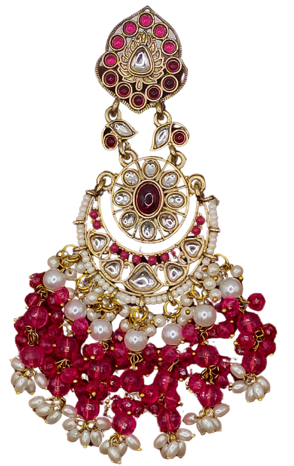Elegant Bollywood Inspired Gold Kundan Earrings - Traditional Indian Jewelry 206