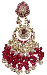 Elegant Bollywood Inspired Gold Kundan Earrings - Traditional Indian Jewelry 206