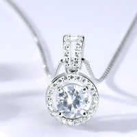 925 Sterling Silver Zircon Pendant Necklace Elegant Women?s Fashion Jewelry 250