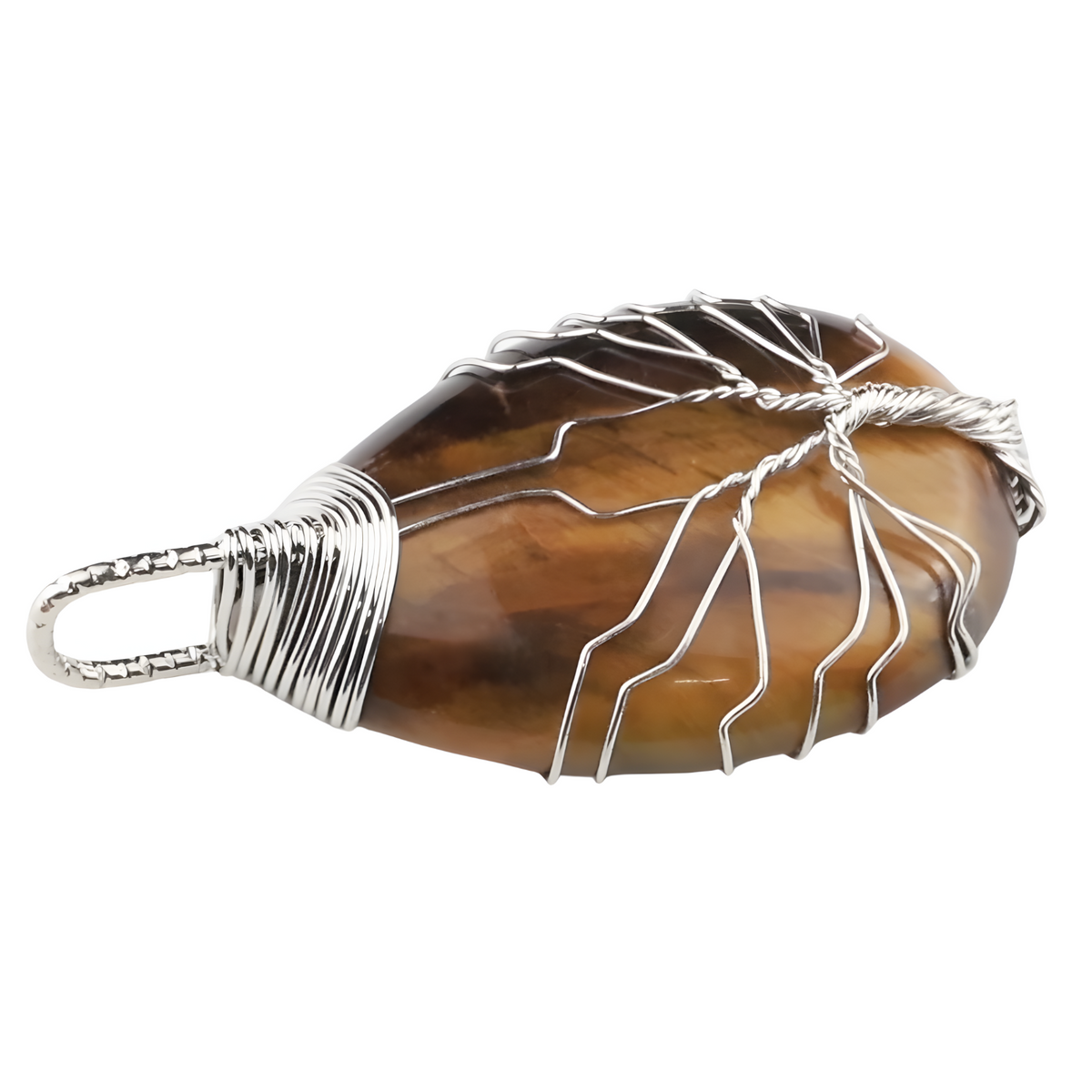Tree of Life Tiger Eye Pendant Necklace Spiritual Crystal Healing Statement 1335