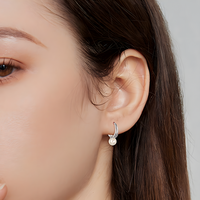 925 Silver-Plated Pearl Hoop Earrings for Women – Simulated Water Drop Pearl 938