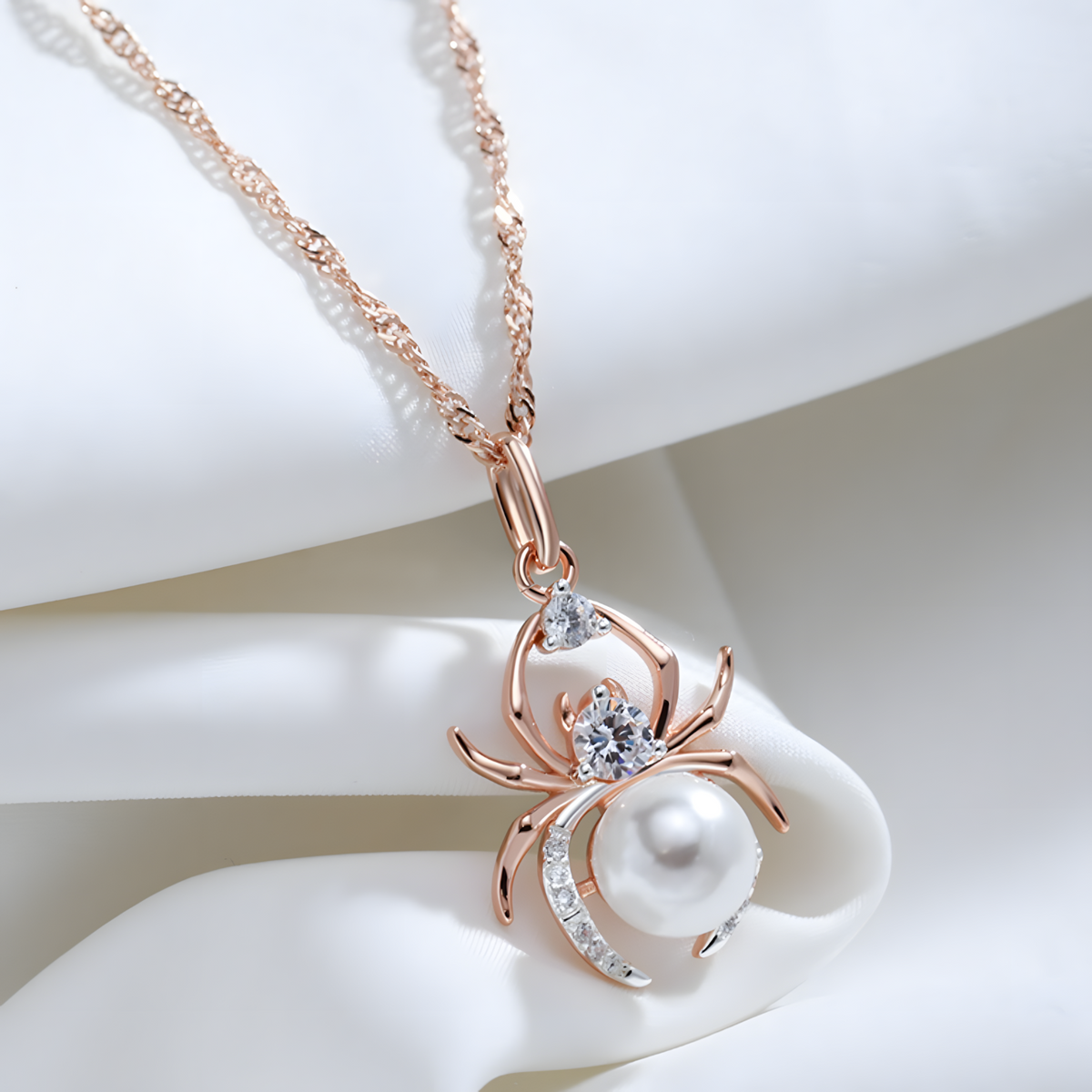 585 Rose Gold & Silver Colour Spider Pendant Necklace Women – Copper Metal 1273