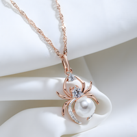 585 Rose Gold & Silver Colour Spider Pendant Necklace Women – Copper Metal 1273