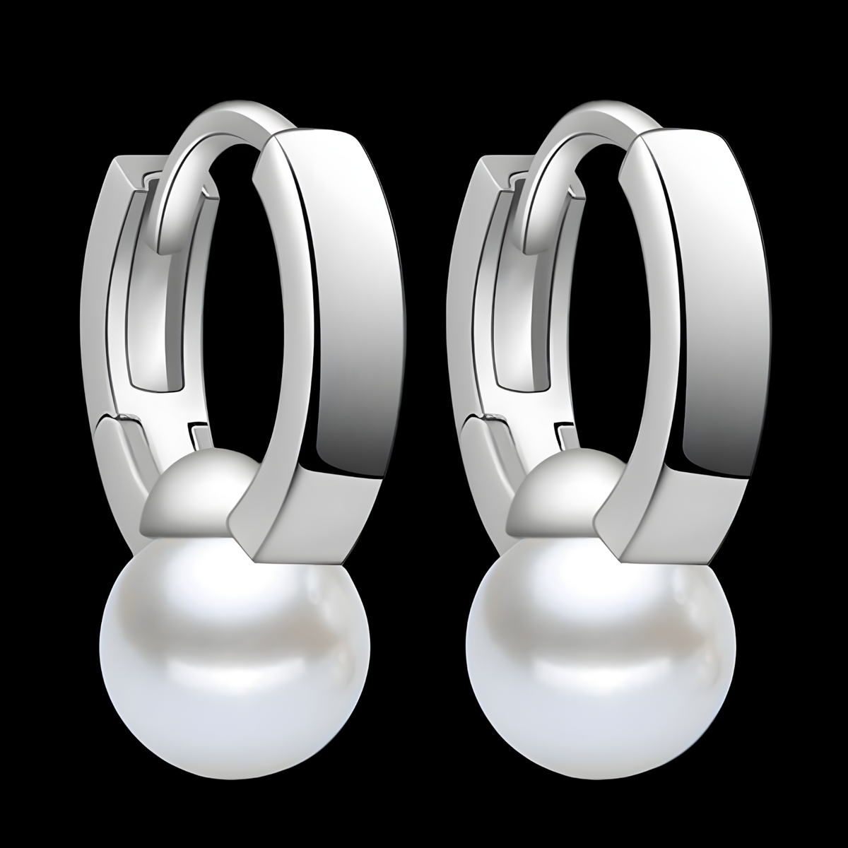 925 Silver-Plated Pearl Hoop Earrings for Women – Simulated Water Drop Pearl 938