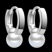 925 Silver-Plated Pearl Hoop Earrings for Women – Simulated Water Drop Pearl 938
