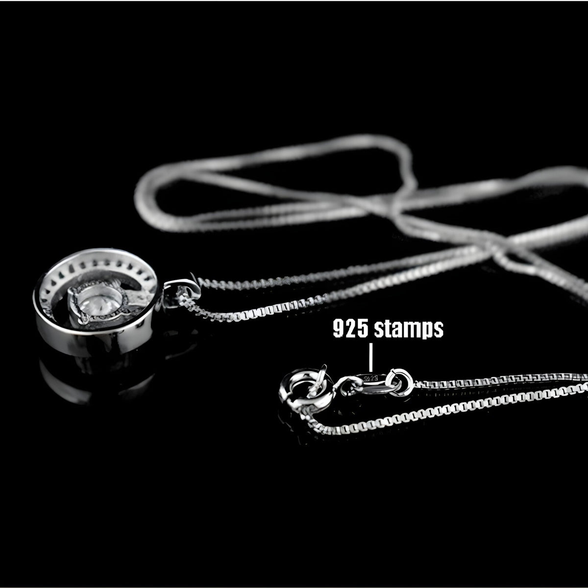 925 Sterling Silver Round AAA Zircon Pendant Necklaces Women Jewelry Dance 262