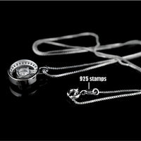 925 Sterling Silver Round AAA Zircon Pendant Necklaces Women Jewelry Dance 262