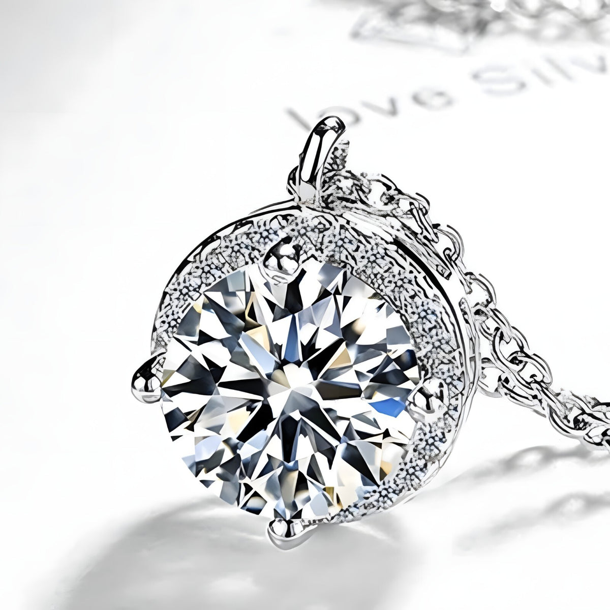 925 Sterling Silver Jewelry Round AAA Zircon Pendant Necklaces Women Fine 271