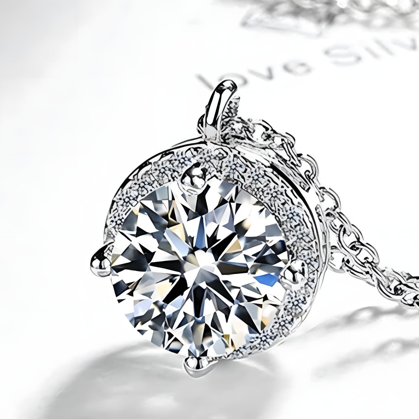 925 Sterling Silver Jewelry Round AAA Zircon Pendant Necklaces Women Fine 271
