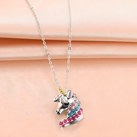 Unicorn Pendant Necklace for Girls – Crystal Rhinestone Cartoon Horse Charm 1160