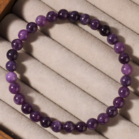Amethyst Bracelet-8mm Natural Amethyst Round Crystal Beads Stretch Bracelet 1497