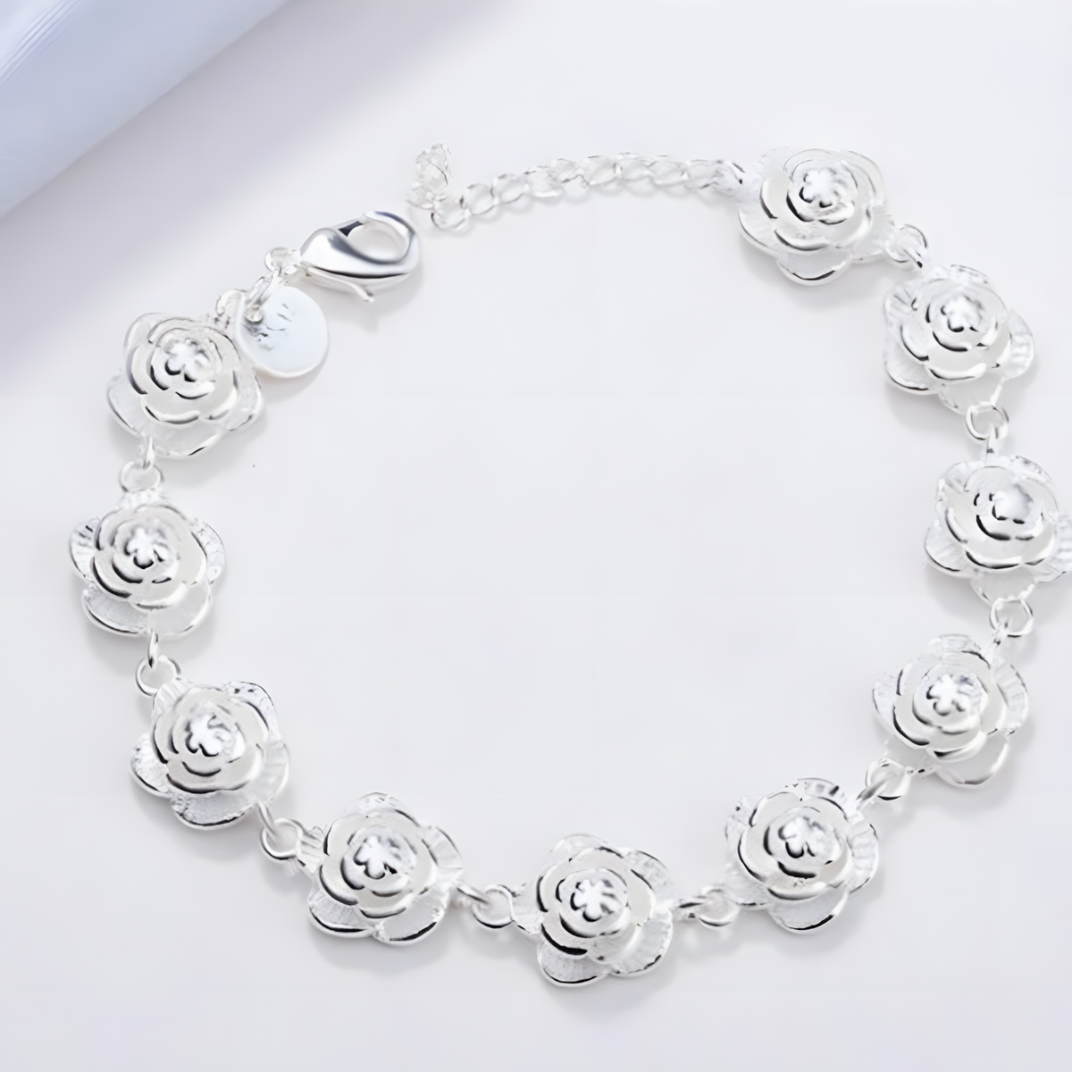 Flower Charm Bracelet Women – Classic Plant Motif Charm Bracelet, Lobster 1425