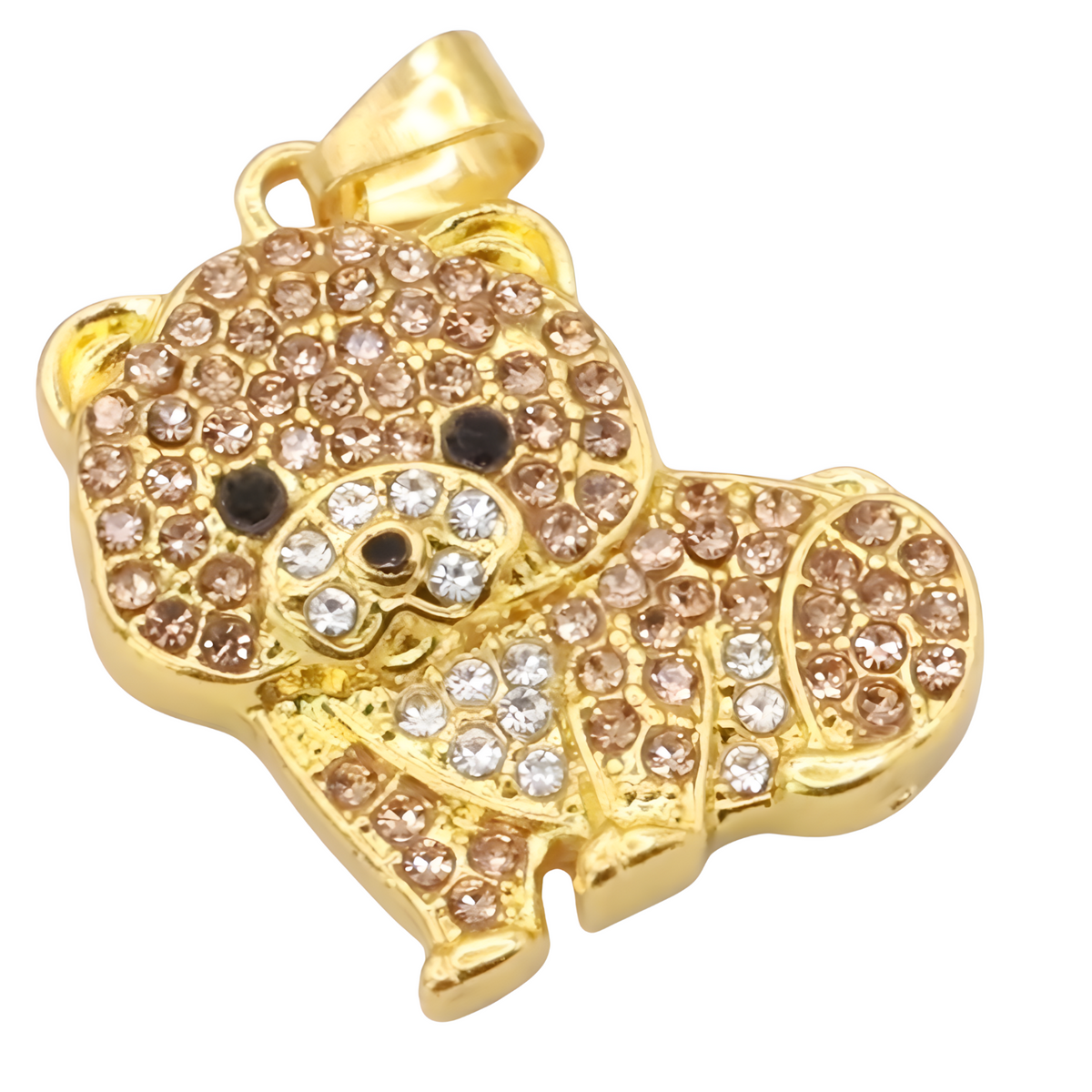Pomeranian Dog Pendant Necklace Women Gold Tone Look Crystal Animal Charm B238