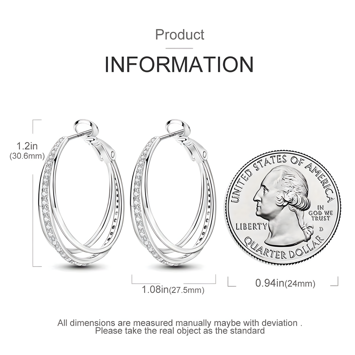 Luxurious Interlocking Zircon Hoop Earrings Hypoallergenic Sterling Silver 620