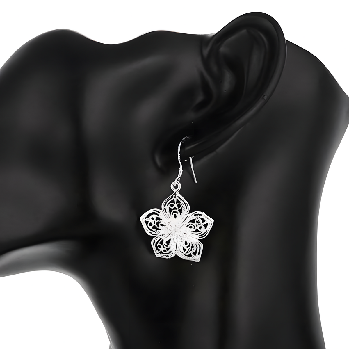 Silver Plated Flower Earrings for Women–Copper Alloy 925 Silver Plating 1219