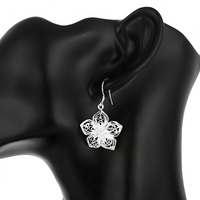 Silver Plated Flower Earrings for Women–Copper Alloy 925 Silver Plating 1219