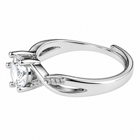 Adjustable Zircon Engagement Ring Round Brilliant Solitaire Twisted Cross 1659