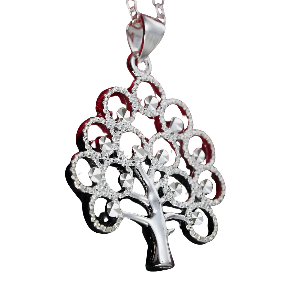 925 Sterling Silver 18 inches Elegant Acacia beans pendant Necklace Women 449