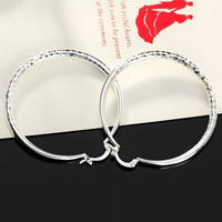 Diamond-Cut Hoop Earrings 5CM Large Round Textured Hoop Earrings for Women 1495