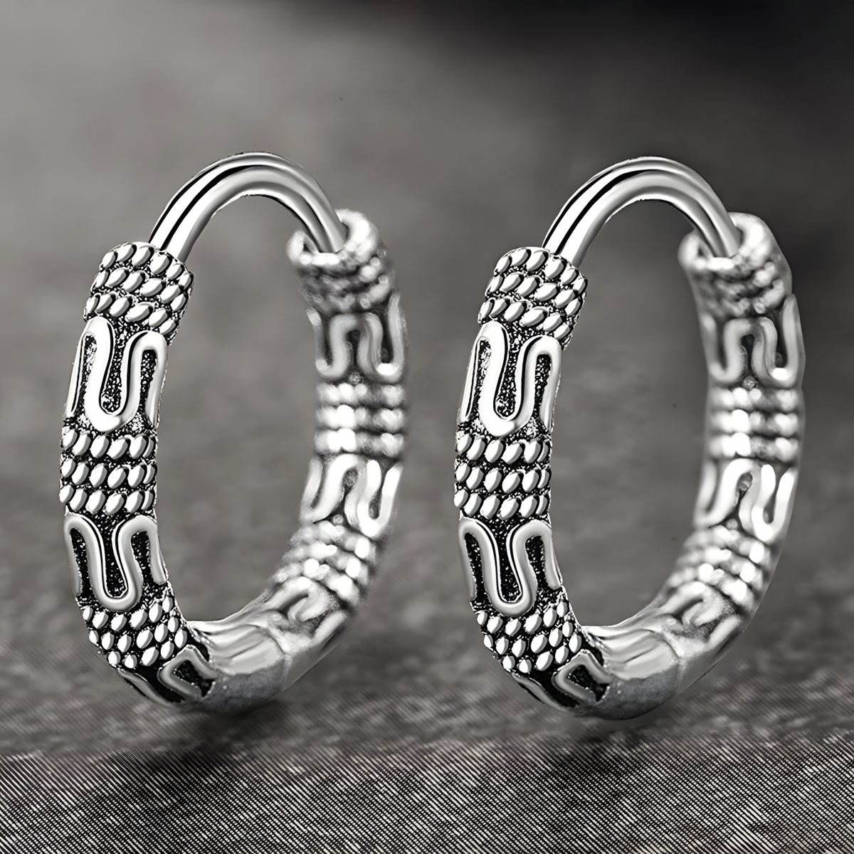 925 Sterling Silver Plated Hoop Earrings, Vintage Retro Huggie Earrings 466