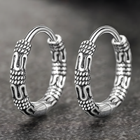 925 Sterling Silver Plated Hoop Earrings, Vintage Retro Huggie Earrings 466