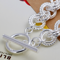 Toggle T-Bar Clasp, 8 Inch Length, 27g, Classic Round Link Charm Bracelet 1426