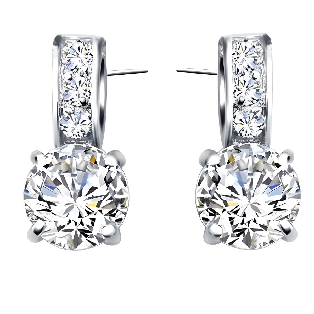 Silver Tone Cubic Zirconia Bridal Jewellery Set Rhodium-Plated Alloy Round 1466