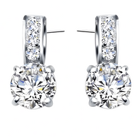 Silver Tone Cubic Zirconia Bridal Jewellery Set Rhodium-Plated Alloy Round 1466
