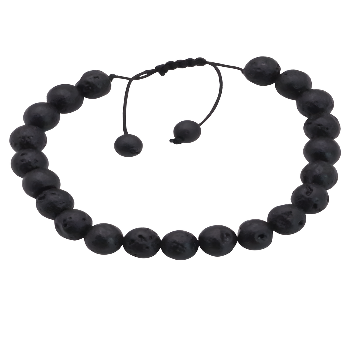 Unisex Natural Stone Bracelet, 8mm Lava Rock Beads & Tigers Eye, Adjustable B115