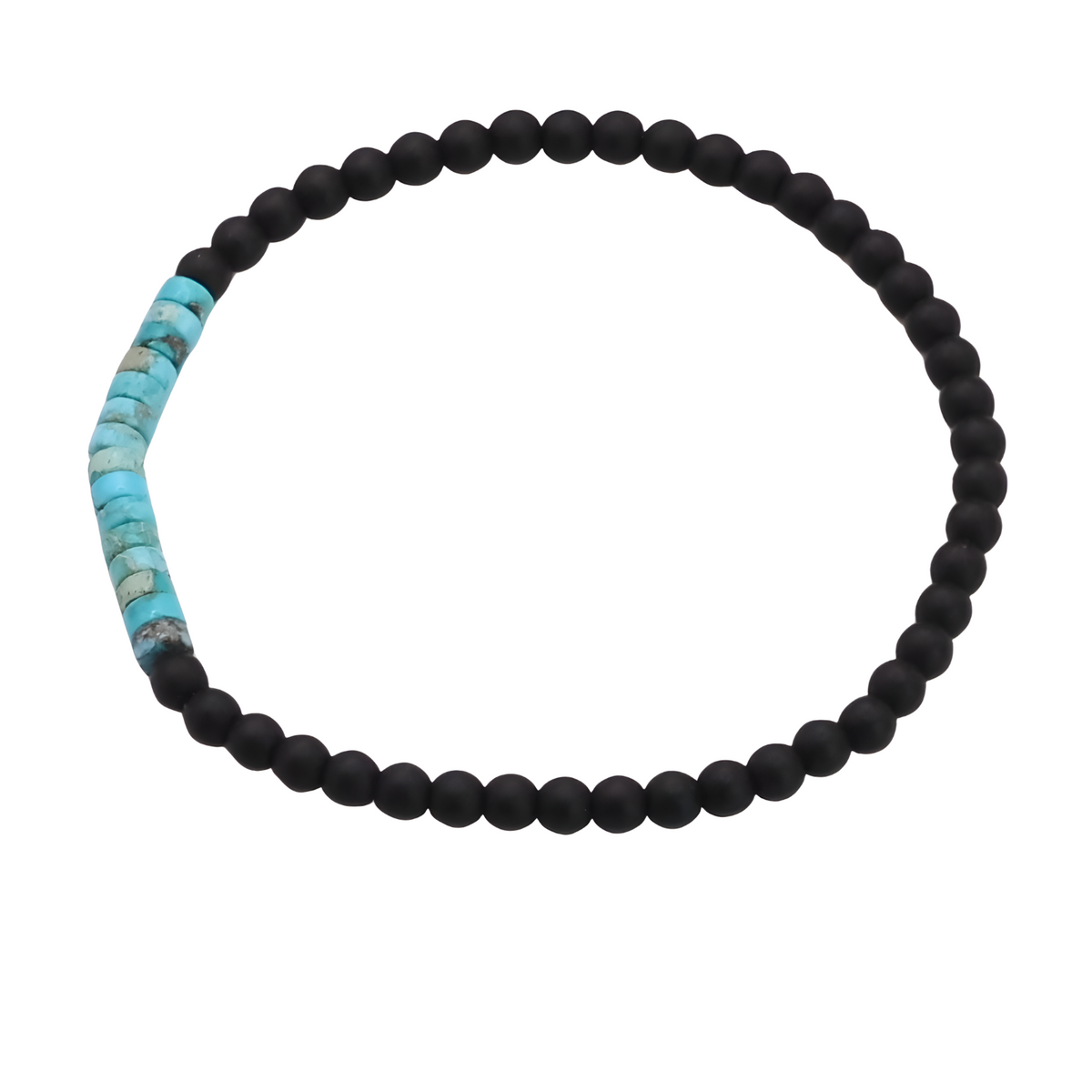 Natural Stone Chakra Bracelet, 4mm Black Onyx Beads Emperor Stone Accents B124