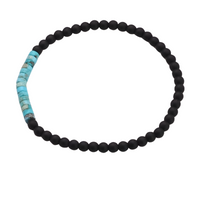 Natural Stone Chakra Bracelet, 4mm Black Onyx Beads Emperor Stone Accents B124