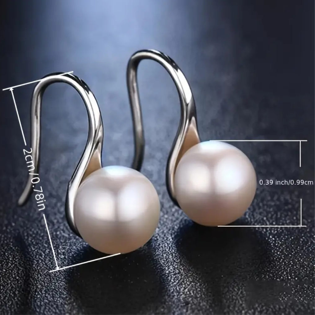 Elegant Sterling Silver Dangle Earrings with Lustrous Freshwater Pearls 133