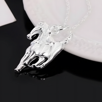 Elegant Horse Pendant Necklace, Premium Animal Charm Necklace link chain 1428