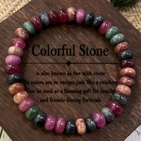 Multicolor Tourmaline Bracelet Natural Rainbow Tourmaline Handmade Beads- 1408
