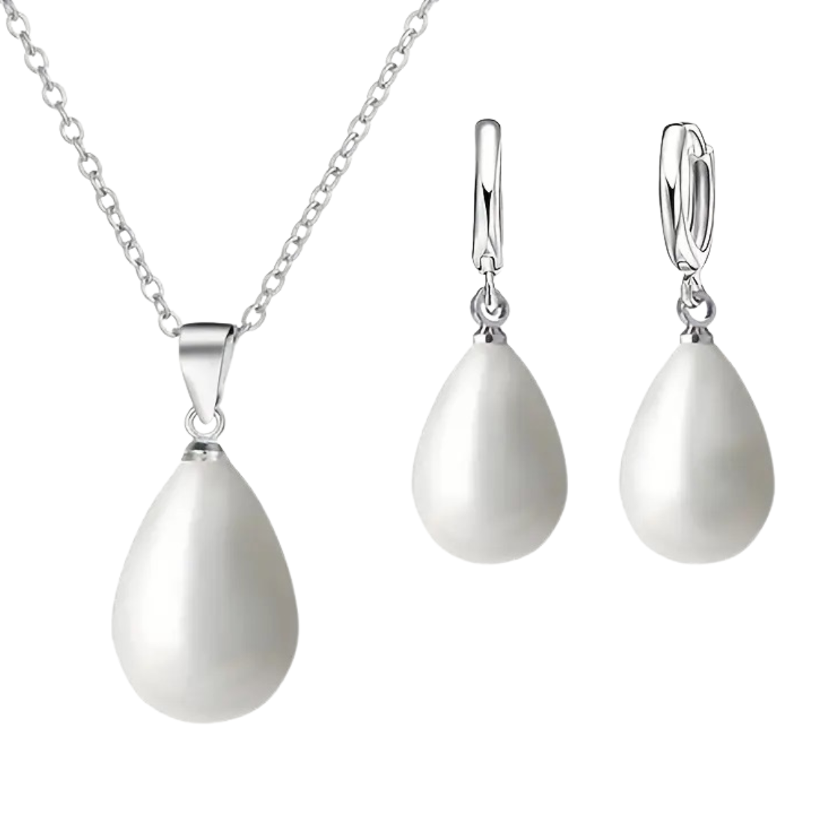 925 Silver Plated 1 pair of Earrings + 1 Necklace Silver Plated Waterdrop 62 UK